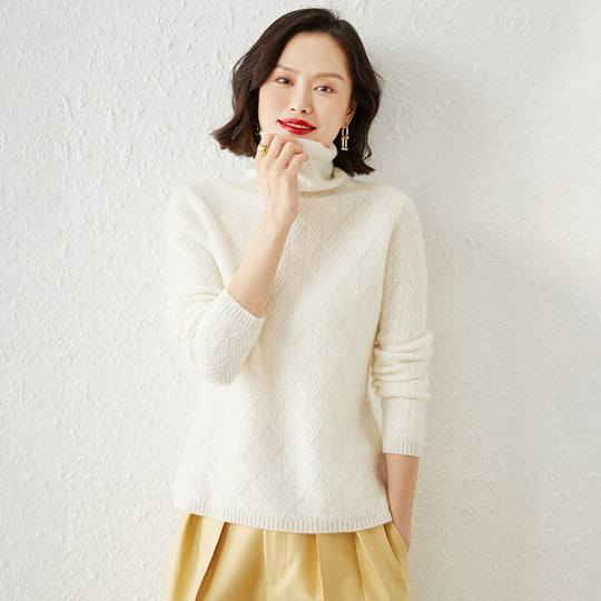 Damen Luxuriöser Mohair‑Mix Rollkragenpullover mit diamantgewShop Noryter Ajourstruktur Shop Nory