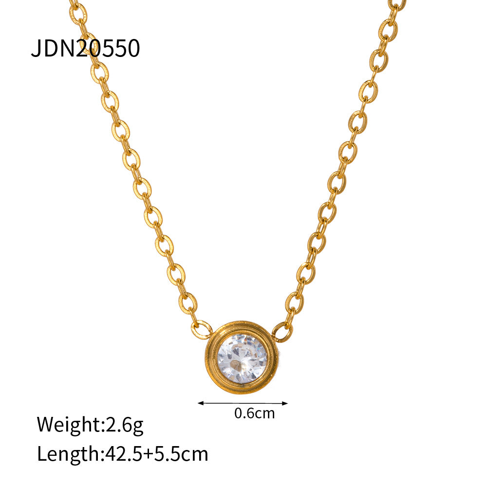 Damen Halskette mit funkelndem Zirkonia-Anhänger und feiner Gliederkette Shop Nory