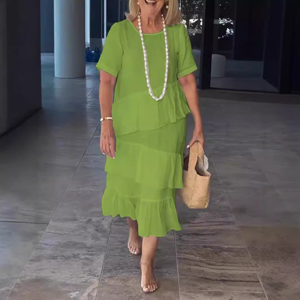 Damen sommerliches Freizeitkleid mit schwingendem Saum Shopnory