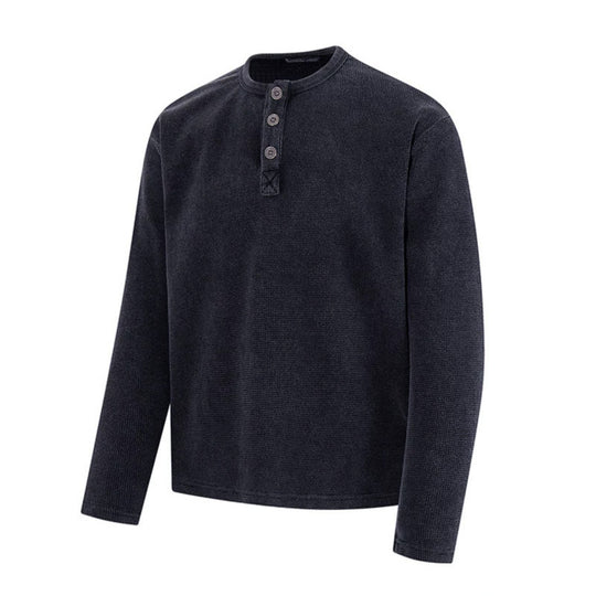 Herren Waffelstrick-Henleyshirt mit Knopfleiste und lässigem Regular-Fit Shop Nory