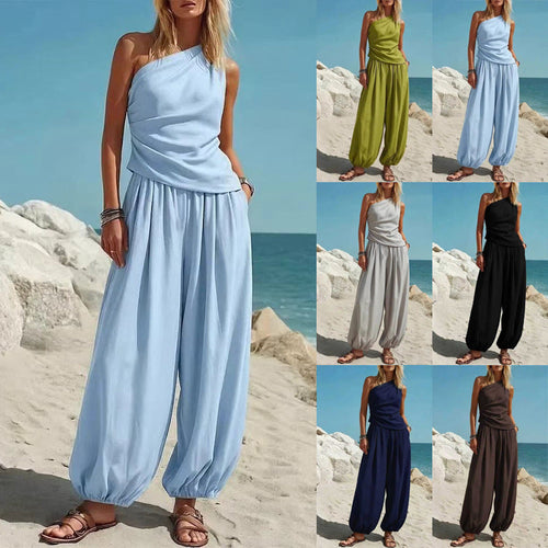 Damen Elegantes Einteiler-Outfit mit Fließendem Schnitt und One-Shoulder-Design