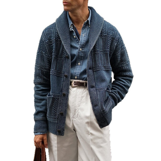 Herren Gestrickter Schalkragen-Cardigan mit Strukturstrick und aufgesetzten Taschen Shop Nory
