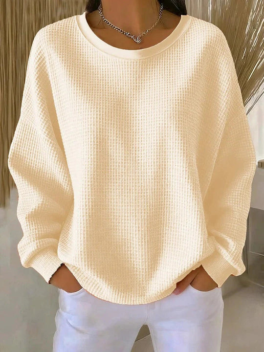 Damen Oversize Waffelstrick-Sweatshirt mit Rundhalsausschnitt Shop Nory