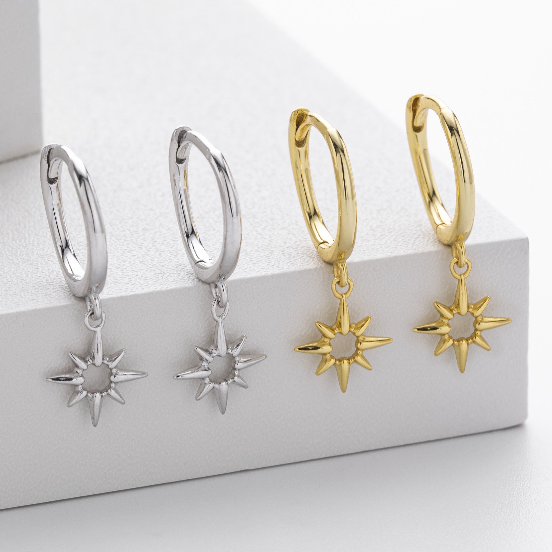 Damen Ohrhänger mit funkelndem Sternenmotiv aus hochwertigem 925 Sterling Silber Shop Nory