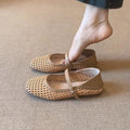 Damen atmungsaktive Kunstleder-Ballerinas mit geflochtenem Design
