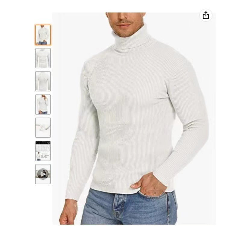 Herren Stehkragen Pullover aus ribbeltem Strick