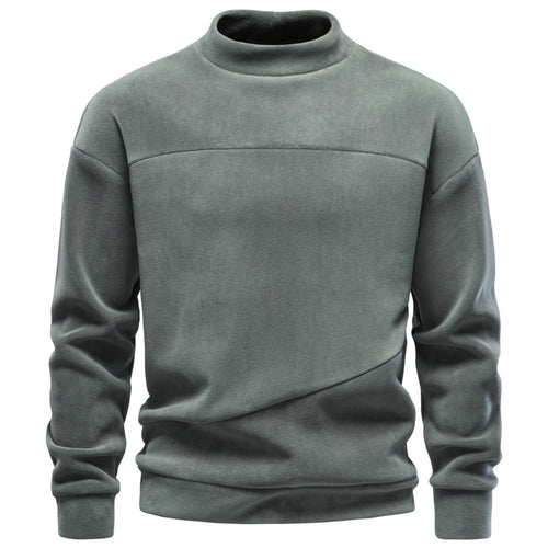Herren Kuscheliger Microfleece Pullover mit Stehkragen und schrägen Ziernähten Shop Nory