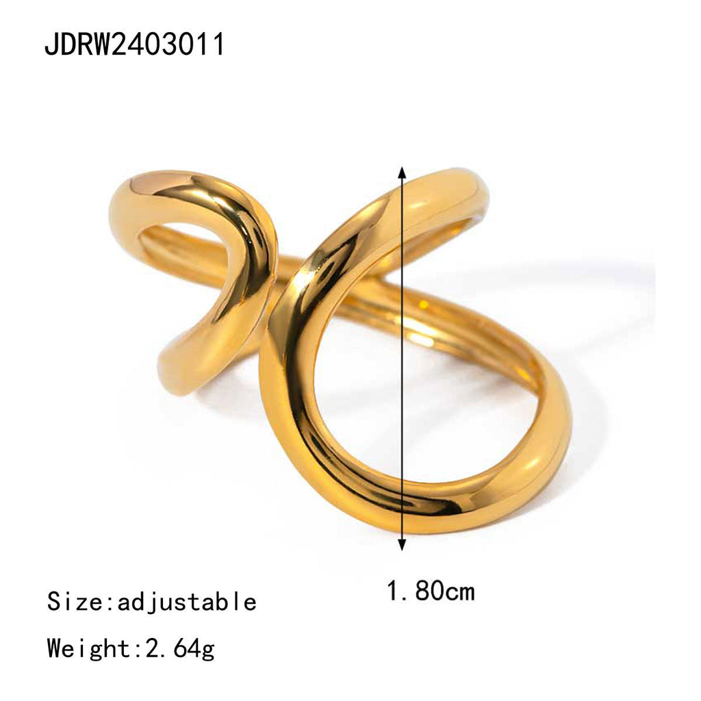 Damen Offener Ring mit modernem geschwungenem Design aus hypoallergenem Edelstahl Shop Nory