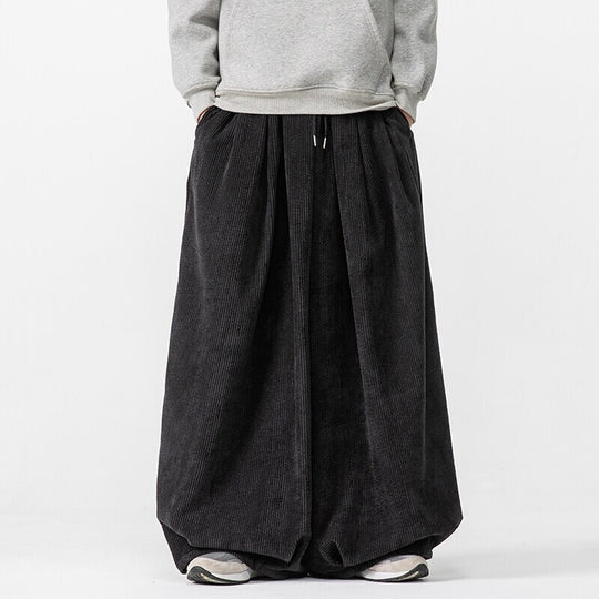 Herren Extraweite Cord-Ballonhose mit Falten, Tunnelzug und schwerem Fall Shop Nory