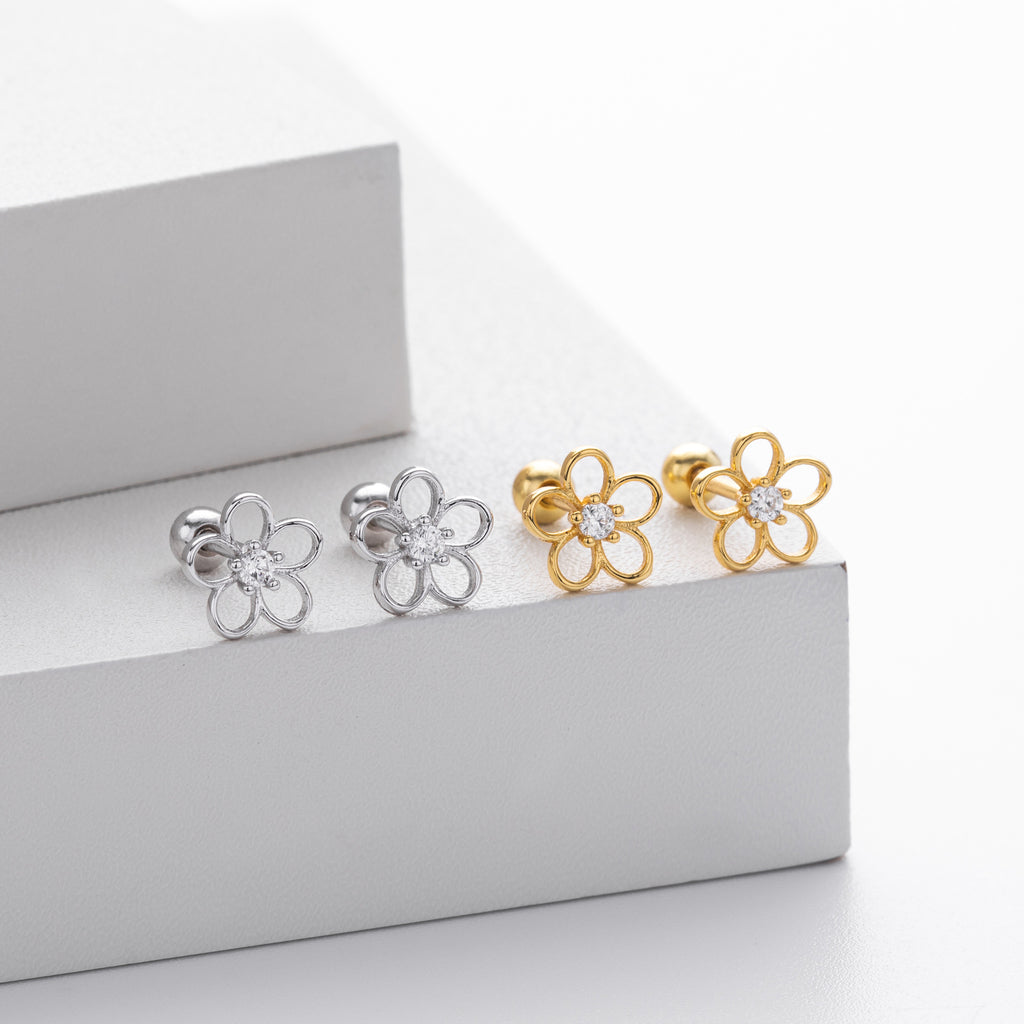 Damen Ohrstecker im floralen Design aus hochwertigem 925er Sterling Silber Shop Nory