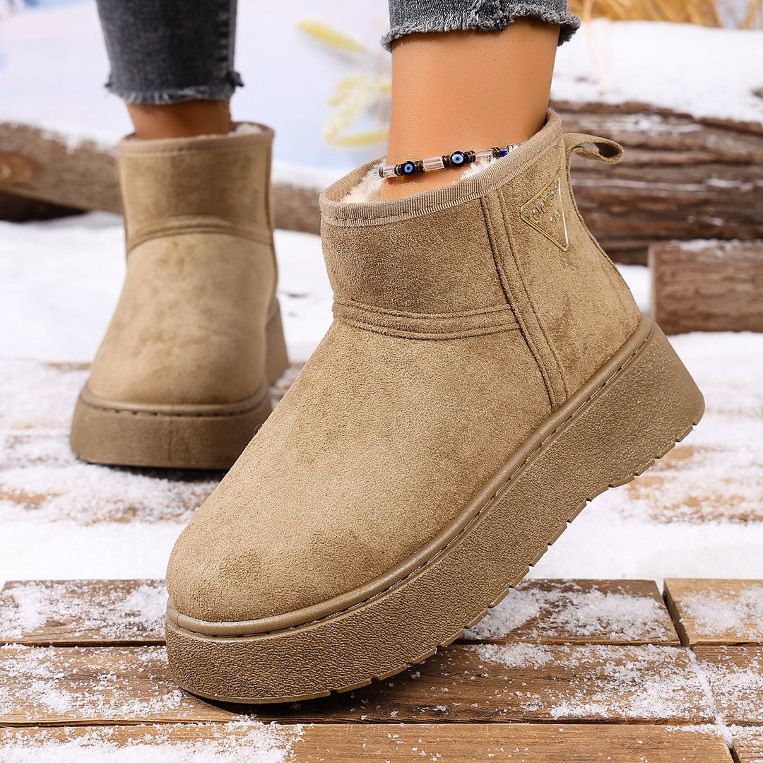 Damen Gefütterte Plateau-AnklShop Noryoots aus Veloursoptik mit Teddyfutter und griffiger Profilsohle Shop Nory