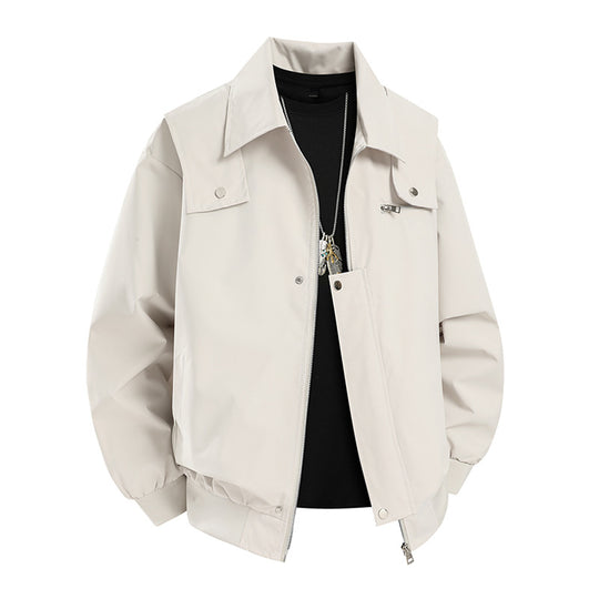 Herren Oversize-Utility-Coachjacke mit Reißverschluss, Druckknopfleiste und elastischen Bündchen Shop Nory