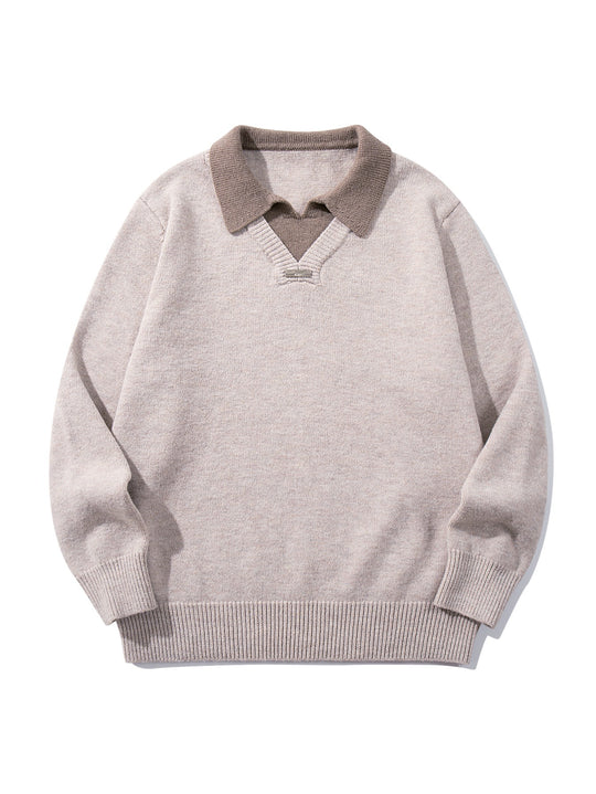 Herren Boxy-Strickpullover mit Polokragen und V‑Einsatz Shop Nory