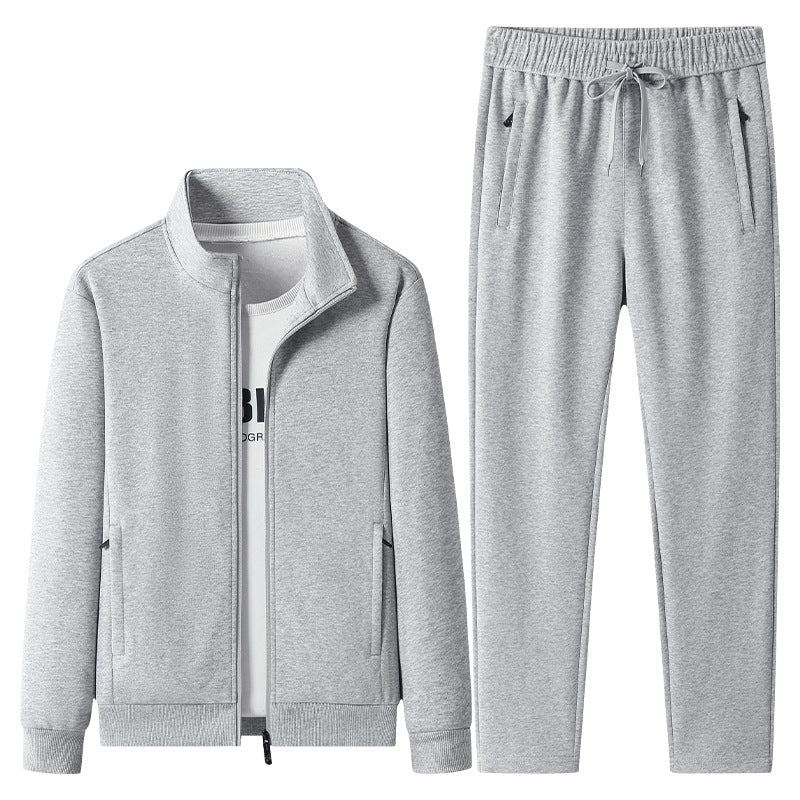 Herren Jogginganzug-Set aus Baumwollmix mit Stehkragen Reißverschlussjacke und Kordelbundhose Shop Nory