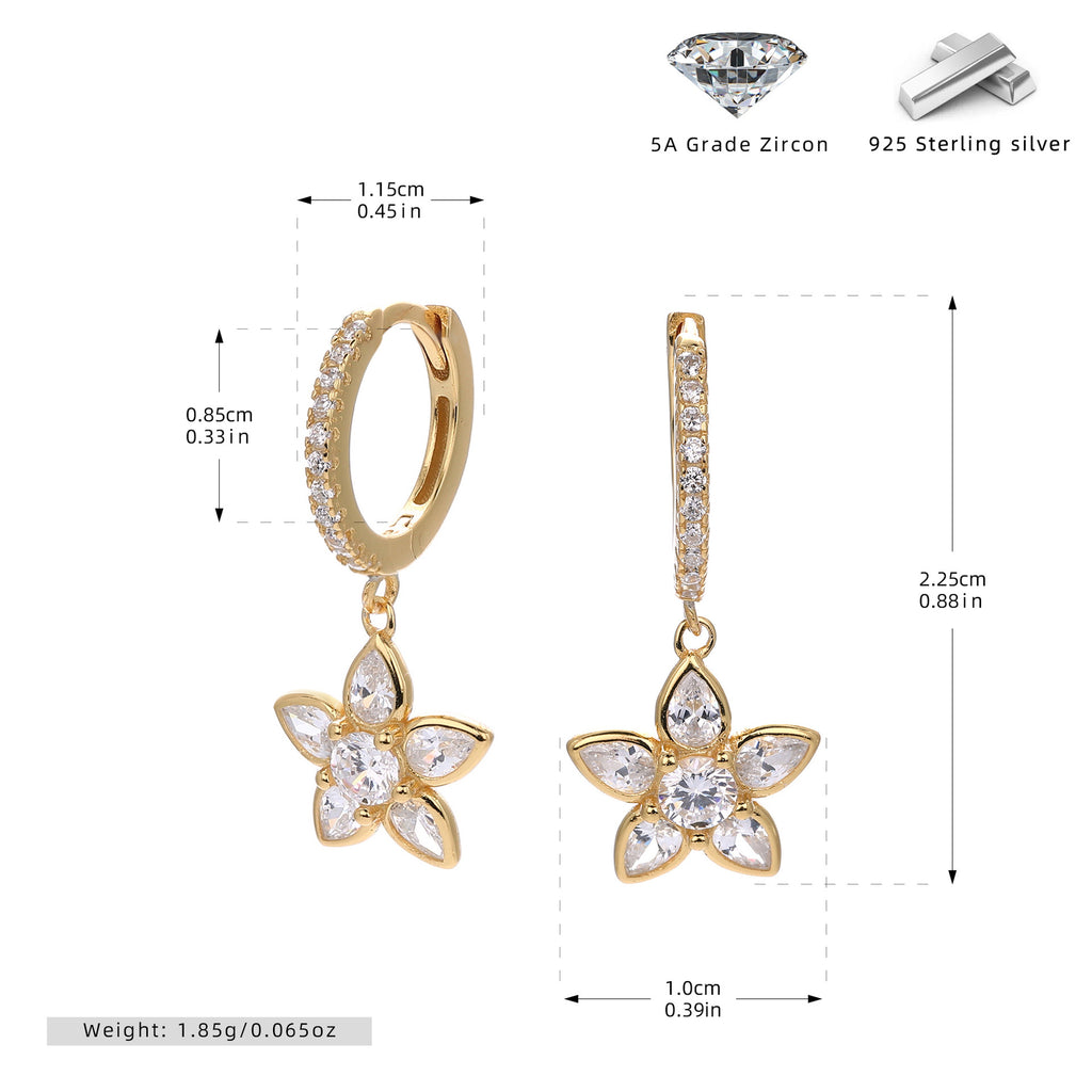 Damen Ohrringe mit elegantem Blumendesign aus hochwertigem 925 Sterling Silber Shop Nory