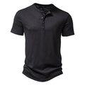 Herren Kurzarm-Henley-T-Shirt mit modischem Knopfdesign und atmungsaktiver Baumwolle Shopnory