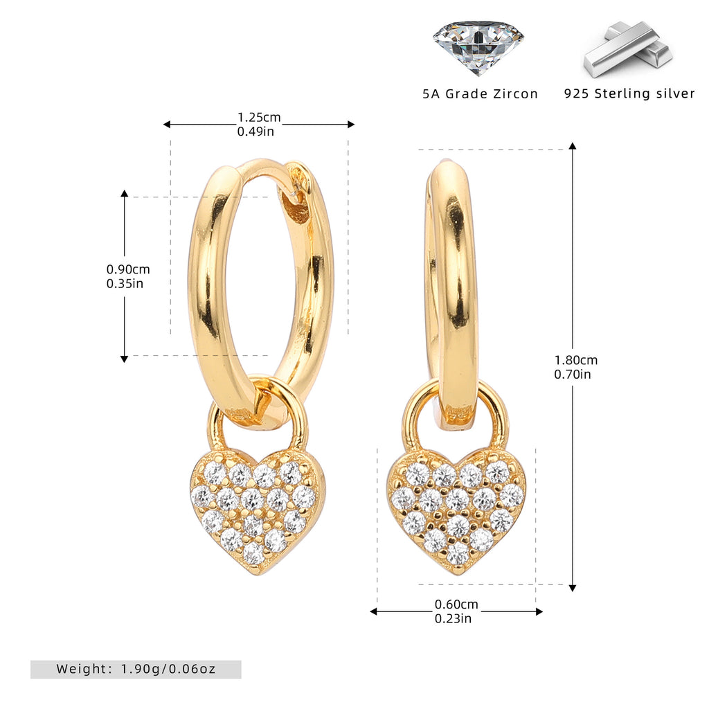 Damen Ohrhänger mit funkelndem Herzanhänger und hochwertigem 925 Sterlingsilber Shop Nory