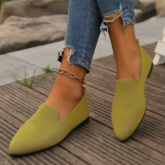 Damen Strick-Loafer mit spitzer Kappe und elastischem Einstieg Shop Nory