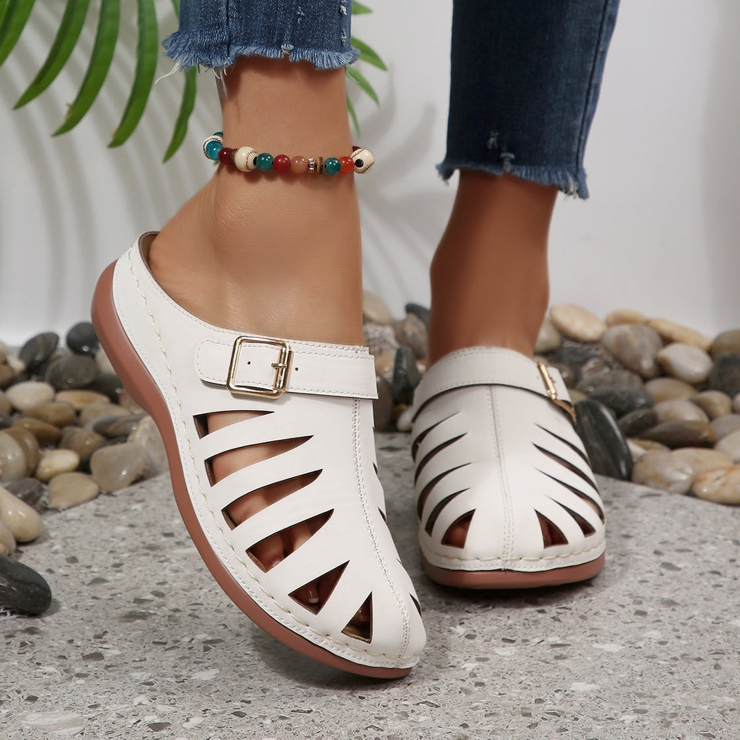 Damen Geschlossene Riemen-Pantoletten mit Cut-Outs und verstellbarer Schnalle Shop Nory