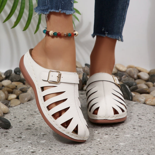 Damen Geschlossene Riemen-Pantoletten mit Cut-Outs und verstellbarer Schnalle Shop Nory