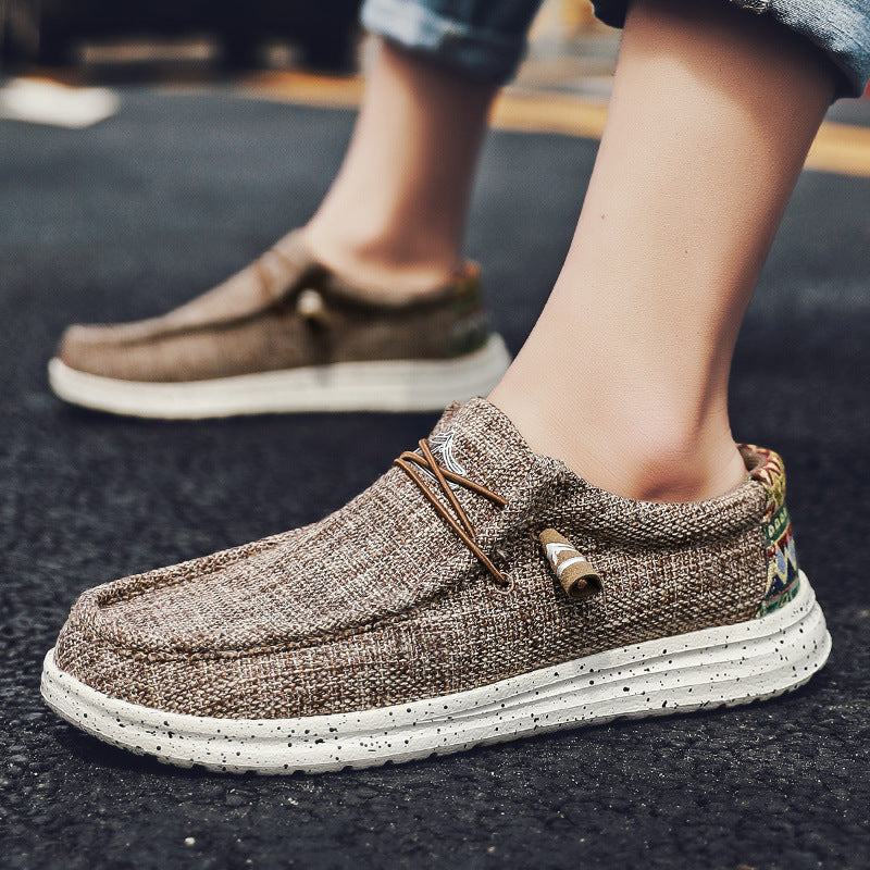 Herren Legerer Canvas-Mokassin-Slipper mit geflochtener Schnürung und gefleckter EVA-Sohle Shopy Nory
