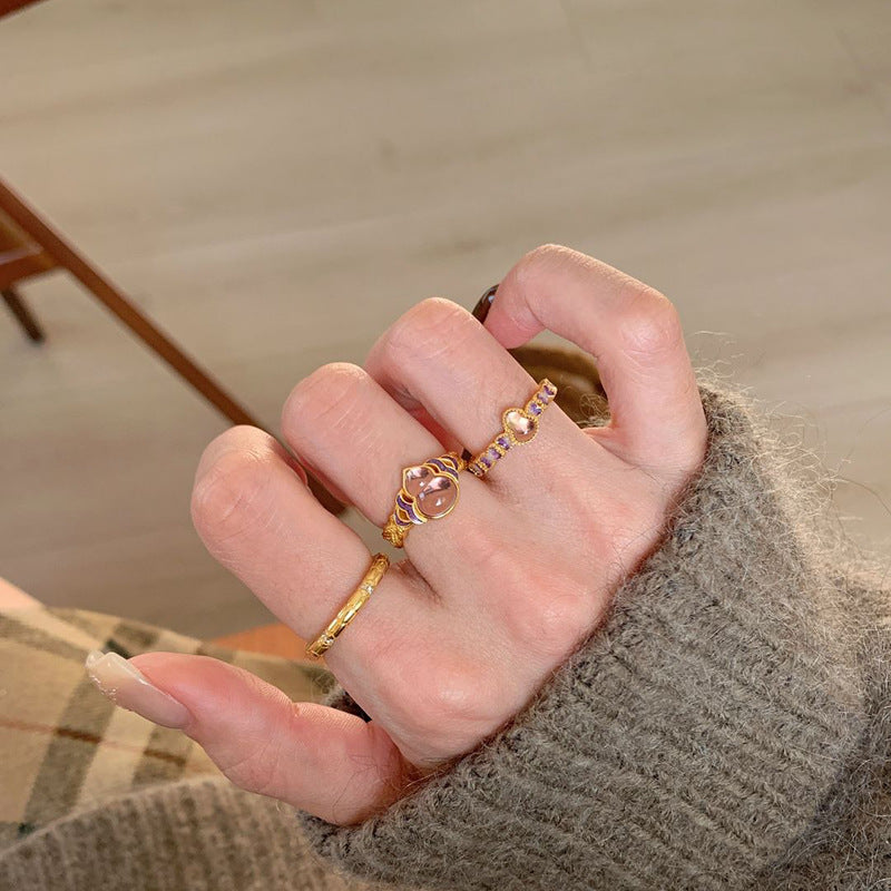 Damen Ring-Set mit kunstvoll gestaltetem Herz- und Edelstein-Design Shop Nory