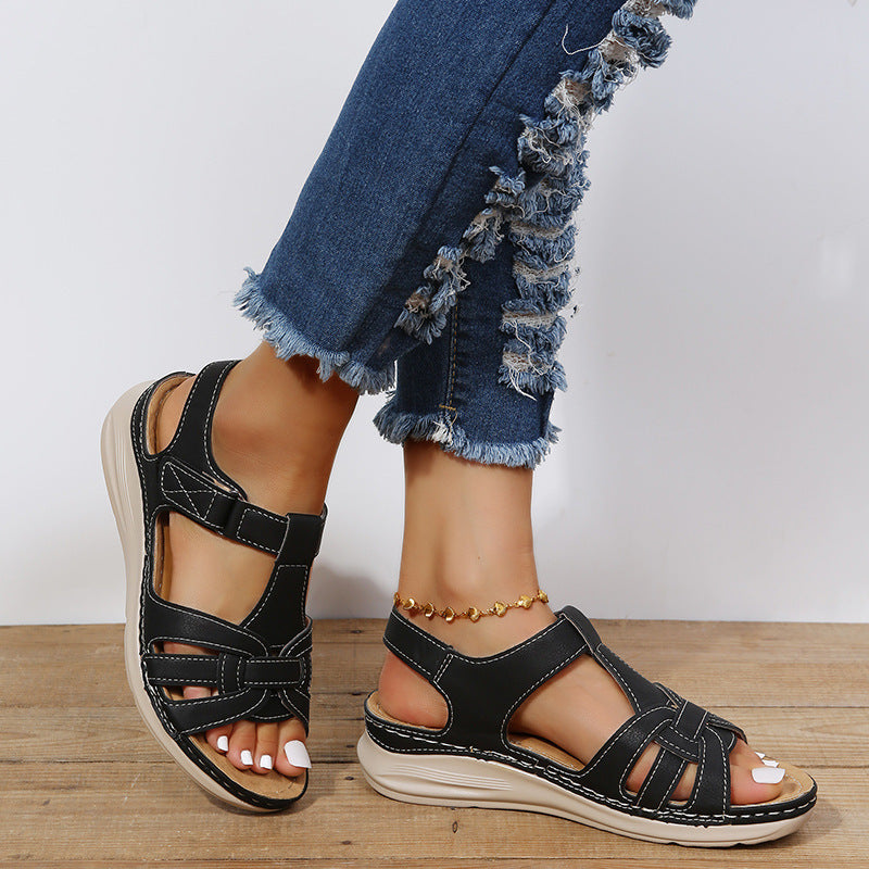 Damen Bequeme orthopädische Klett-Sandalen mit gepolsterter Plateau-Sohle Shop Nory