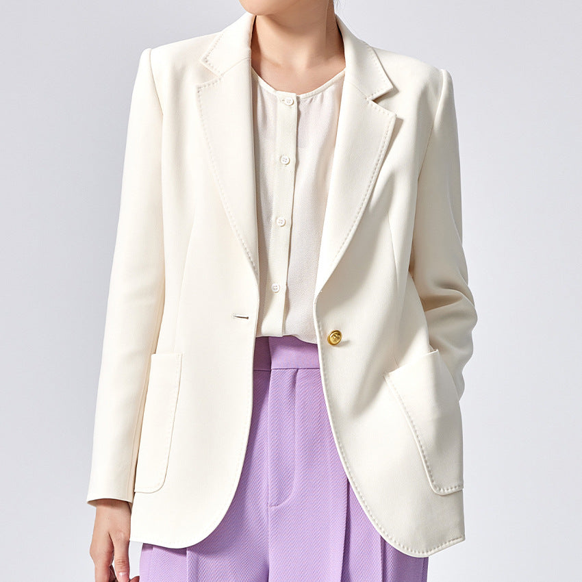 Damen Taillierter Longline-Blazer mit aufgesetzten Taschen, Ein-Knopf-Verschluss und leicht gerafften Ärmeln Shop Nory