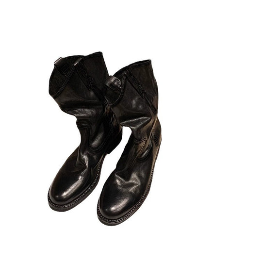 Damen lässige Cowboystiefel aus echtem Glattleder mit weichem, geschlitztem Schaft Shop Nory