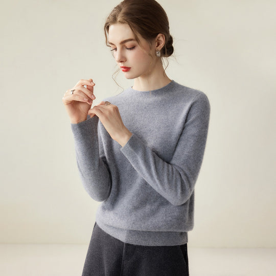 Damen Leichter Rundhalspullover aus Kaschmir‑Look mit extrafeinem Flor und geripptem Saum Shop Nory