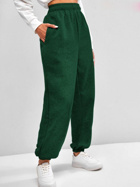 Damen nan hochgeschnittene Relax-Fit Jogginghose mit elastischem Bund, Seitentaschen und gerafften Beinbündchen Shop Nory