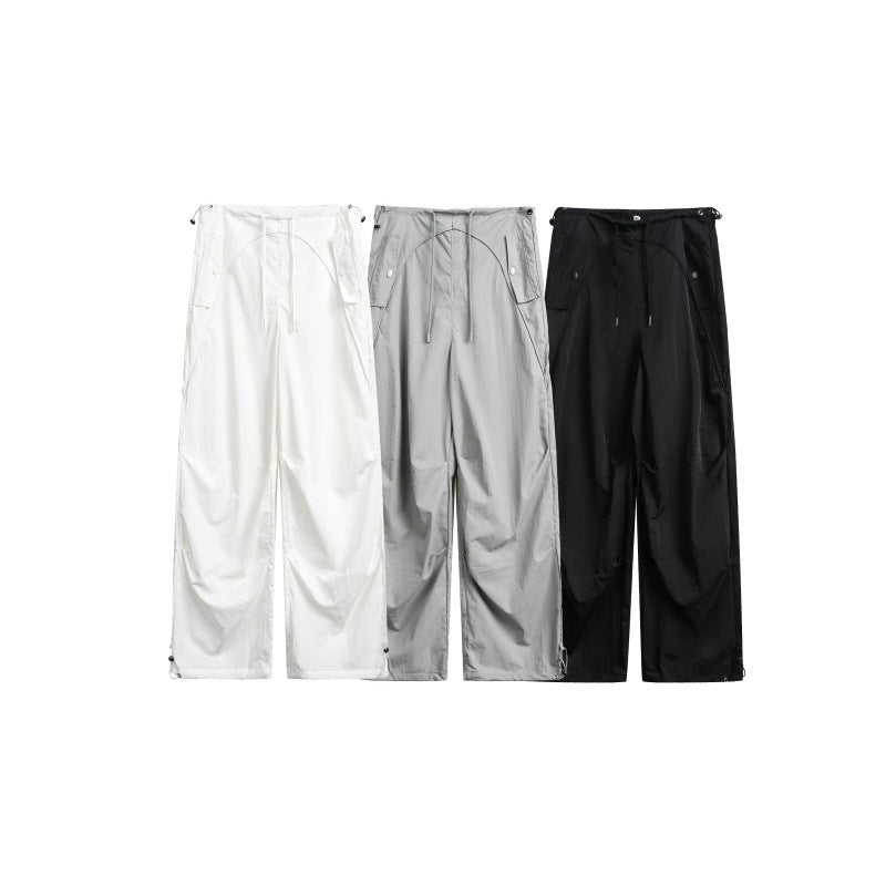 Damen weite Cargo-Hose mit Kordelzugbund und verstellbaren Saum Shop Nory