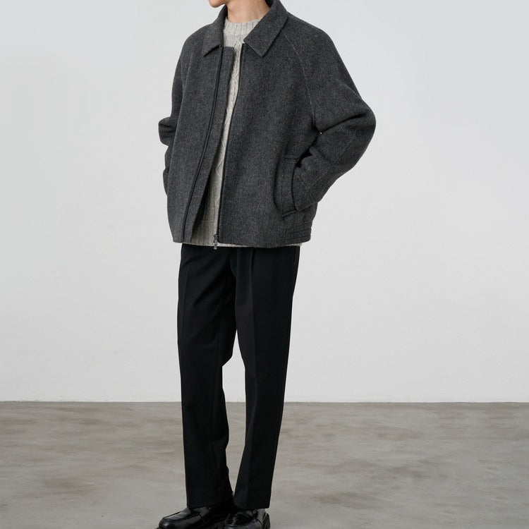 Herren Boxy‑Wollblouson mit verdecktem Zwei‑Wege‑Reißverschluss und Hemdkragen Shop Nory