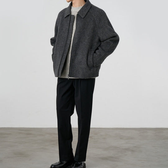 Herren Boxy‑Wollblouson mit verdecktem Zwei‑Wege‑Reißverschluss und Hemdkragen Shop Nory