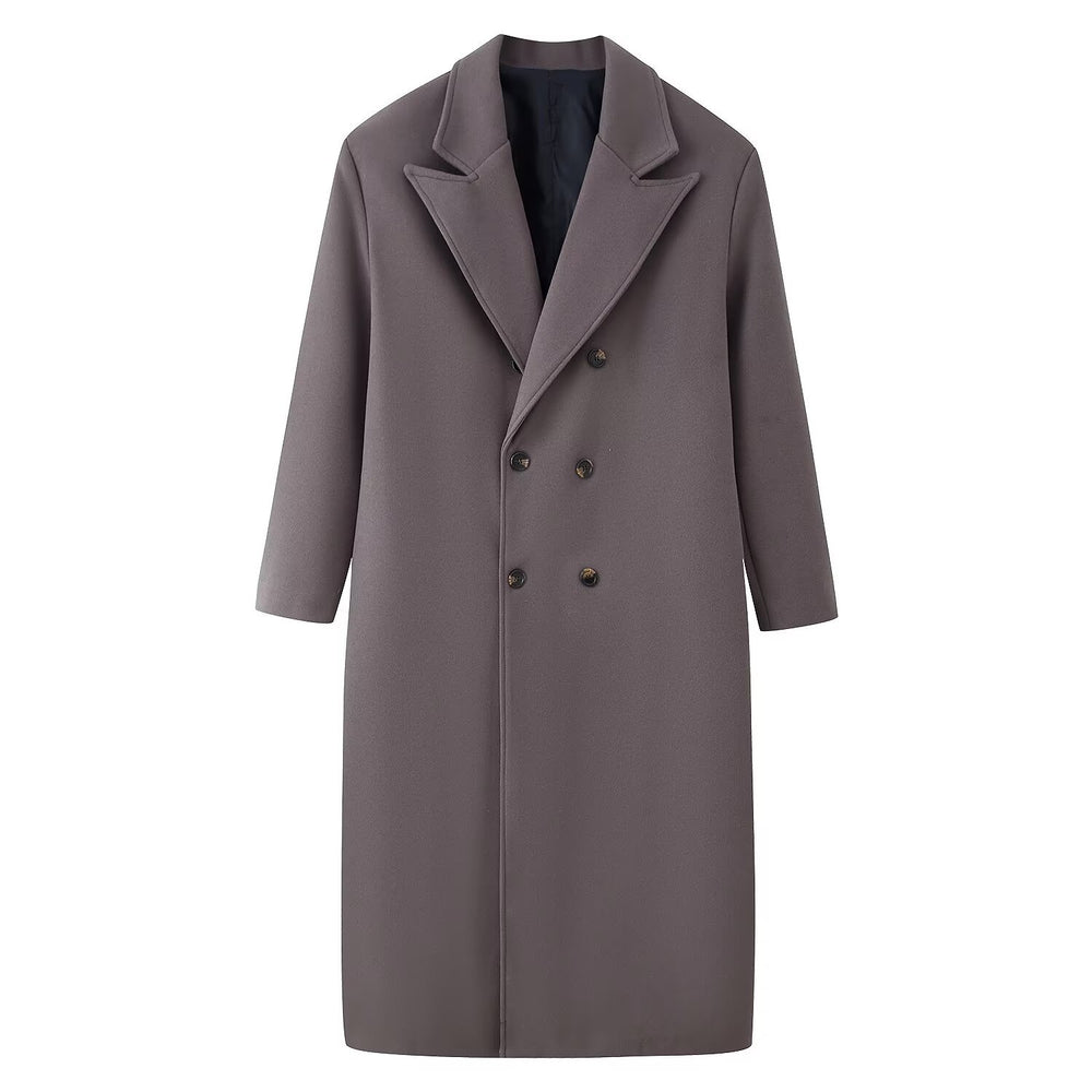 Herren Doppelreihiger Longcoat mit schmalem Revers und geradem Schnitt Shop Nory