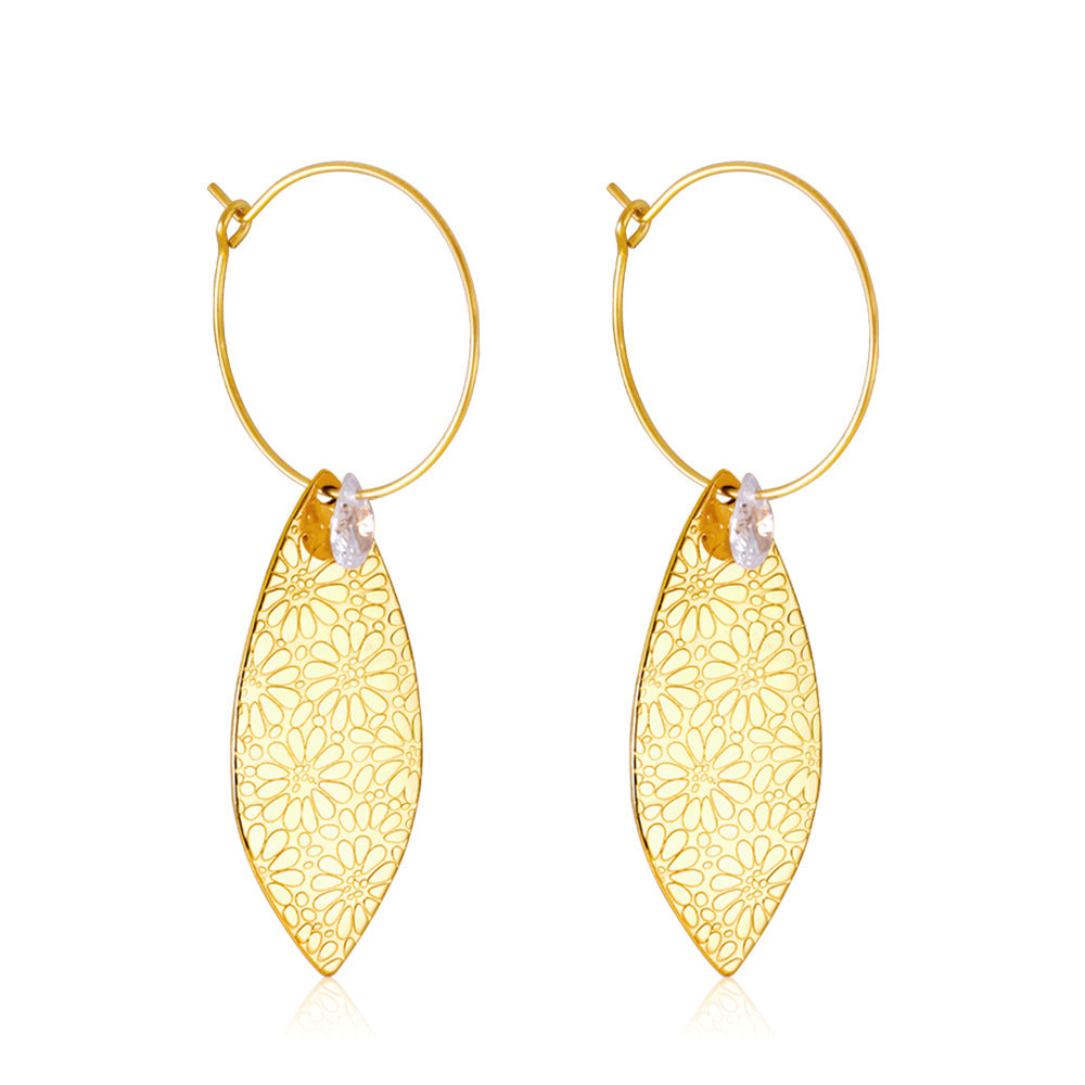 Damen Hängende Ohrringe mit floralem Muster und funkelndem Zirkonia Shop Nory