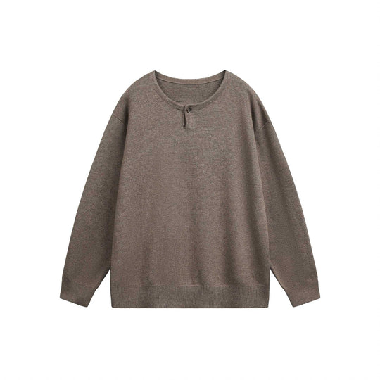 Damen Oversize-Strickpullover mit Knopfdetail am Rundhalsausschnitt Shop Nory