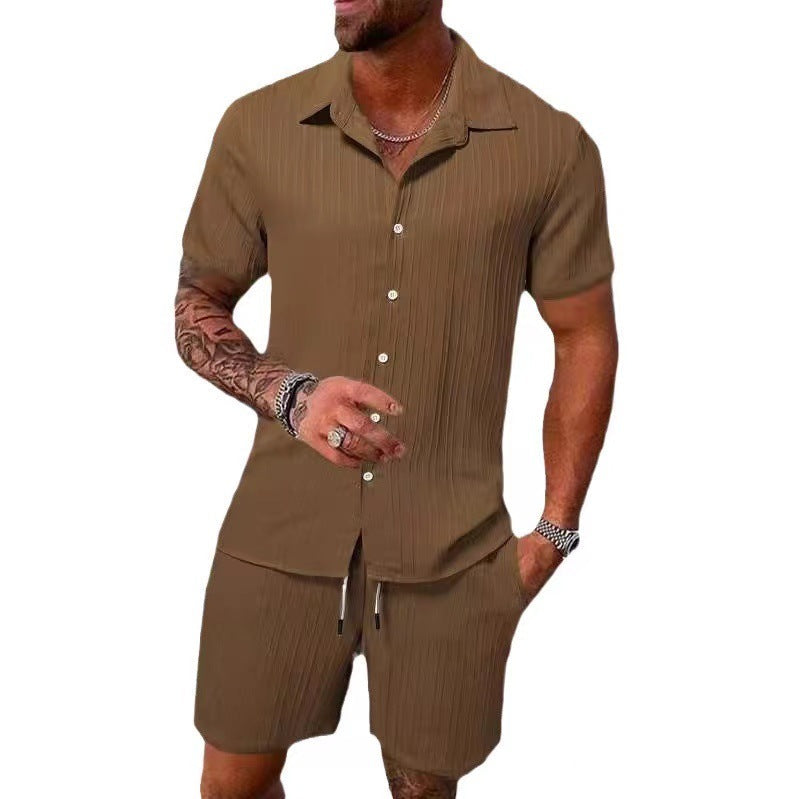Herren atmungsaktives Sport-Set mit Kurzarm-Hemd und Shorts