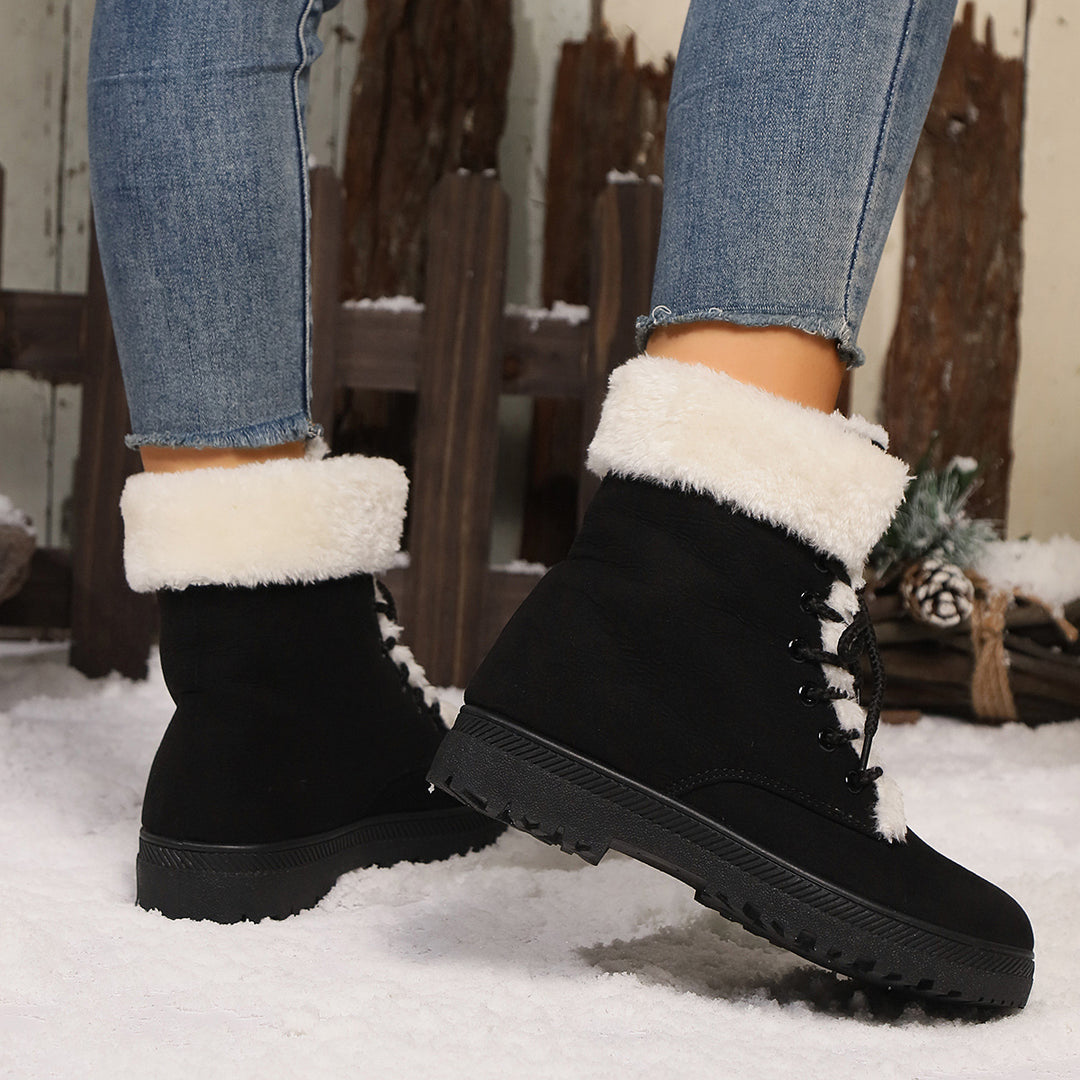 Damen Gefütterte Schnür-Boots mit Kunstfellkragen und robuster Profilsohle Shop Nory