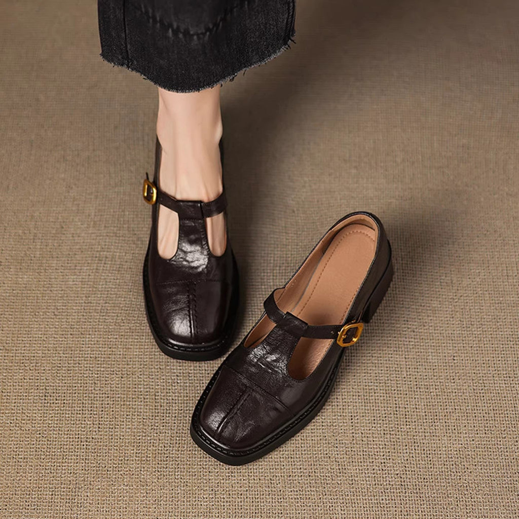 Damen Elegante Ballerinas mit modischer Schnallenverzierung