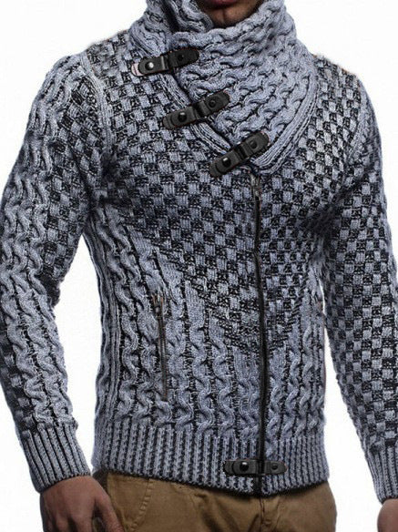 Herren Grobstrick-Cardigan mit asymmetrischem Wickelkragen und Reißverschluss Shop Nory