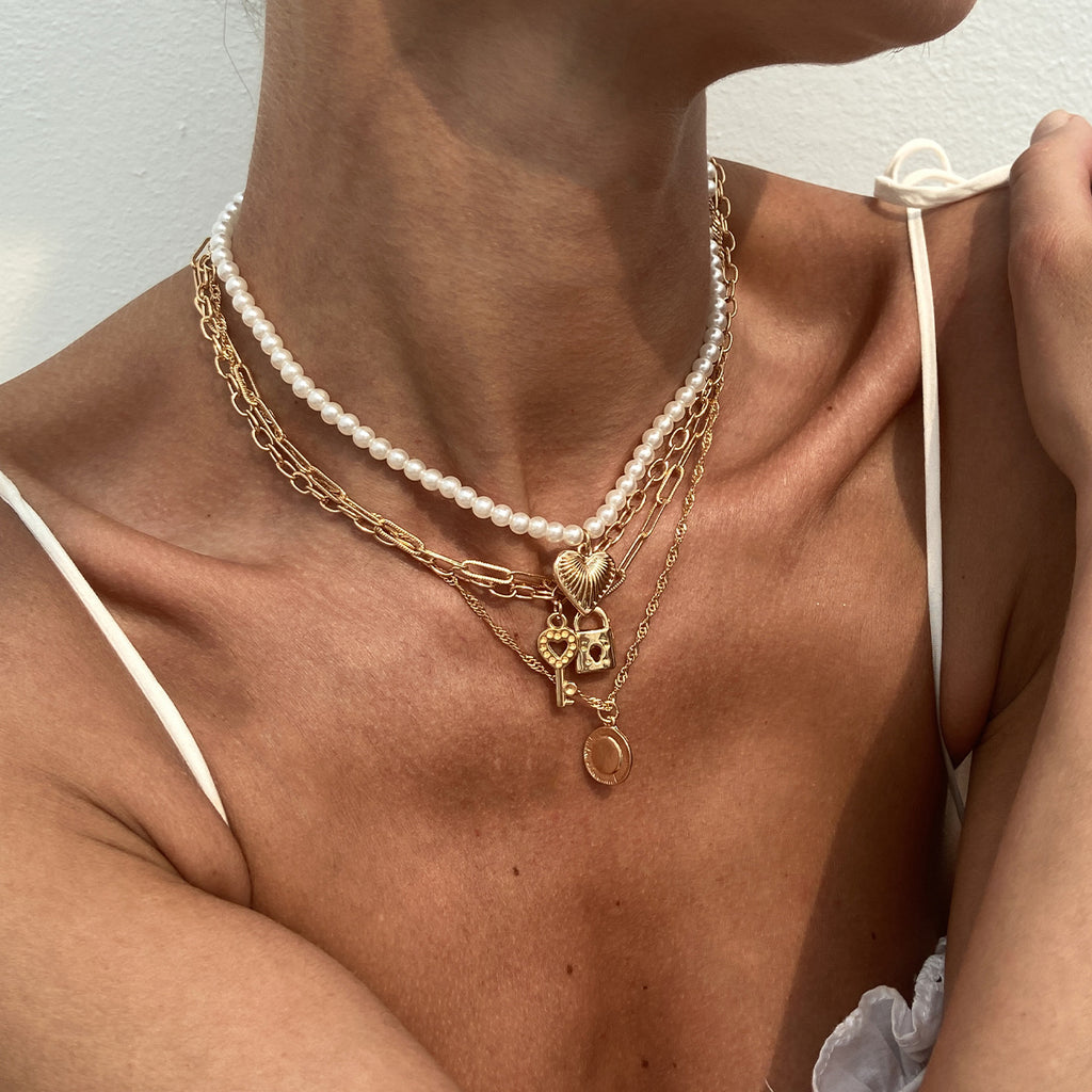 Damen mehrlagige Herz-Halskette Shop Nory