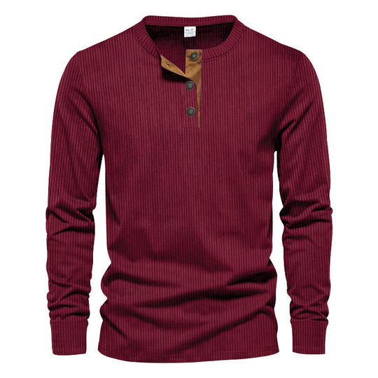 Herren Langarm-Henley-Shirt mit strukturiertem Design