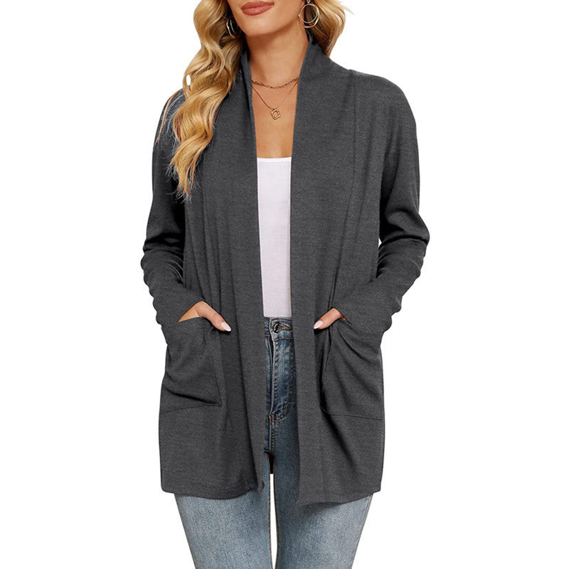 Damen lässiger Longcardigan mit Taschen