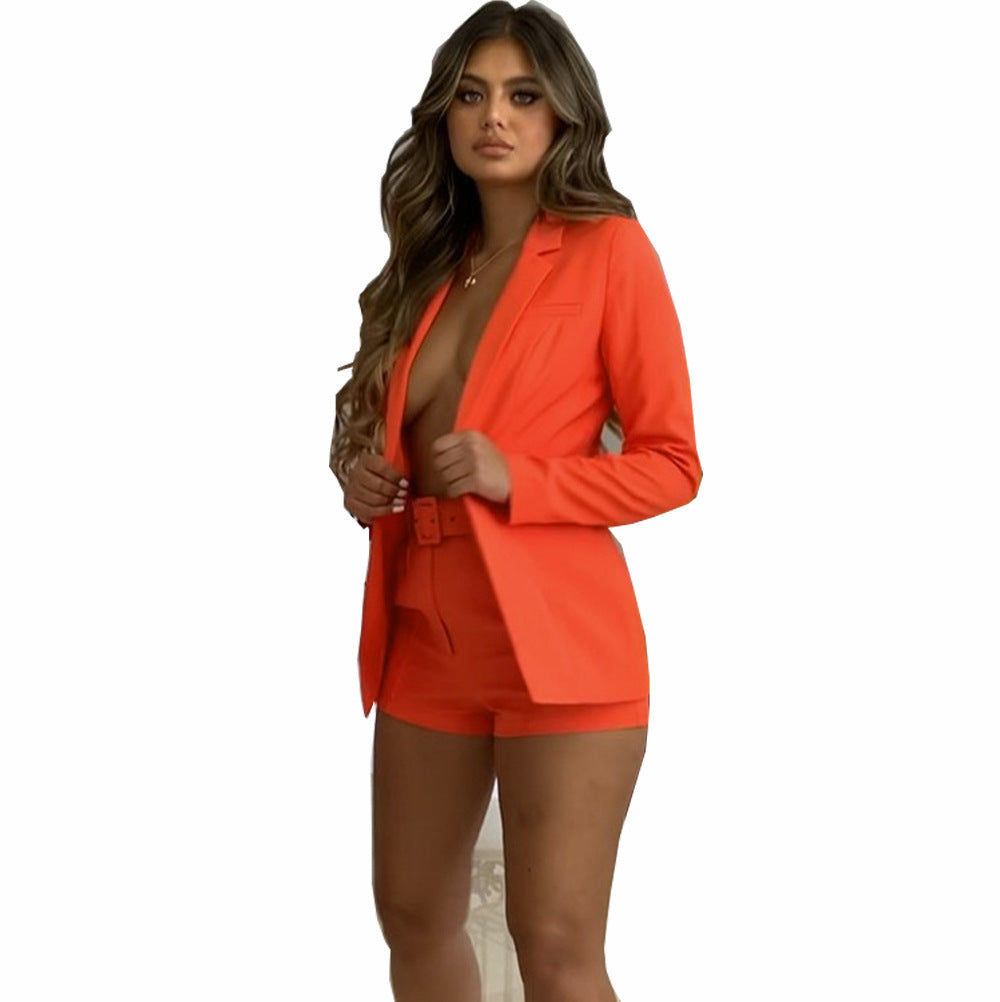 Damen Elegantes Zweiteiliges Blazer‑Shorts‑Set mit tailliertem Reversblazer und High‑Waist Shorts Shop Nory