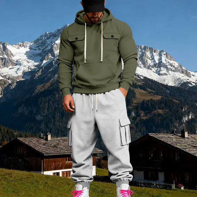 Herren Kapuzen-Sweatherset mit Cargo-Jogger und aufgesetzten Taschen Shop Nory