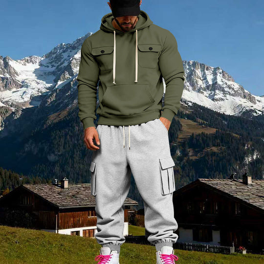 Herren Kapuzen-Sweatherset mit Cargo-Jogger und aufgesetzten Taschen Shop Nory