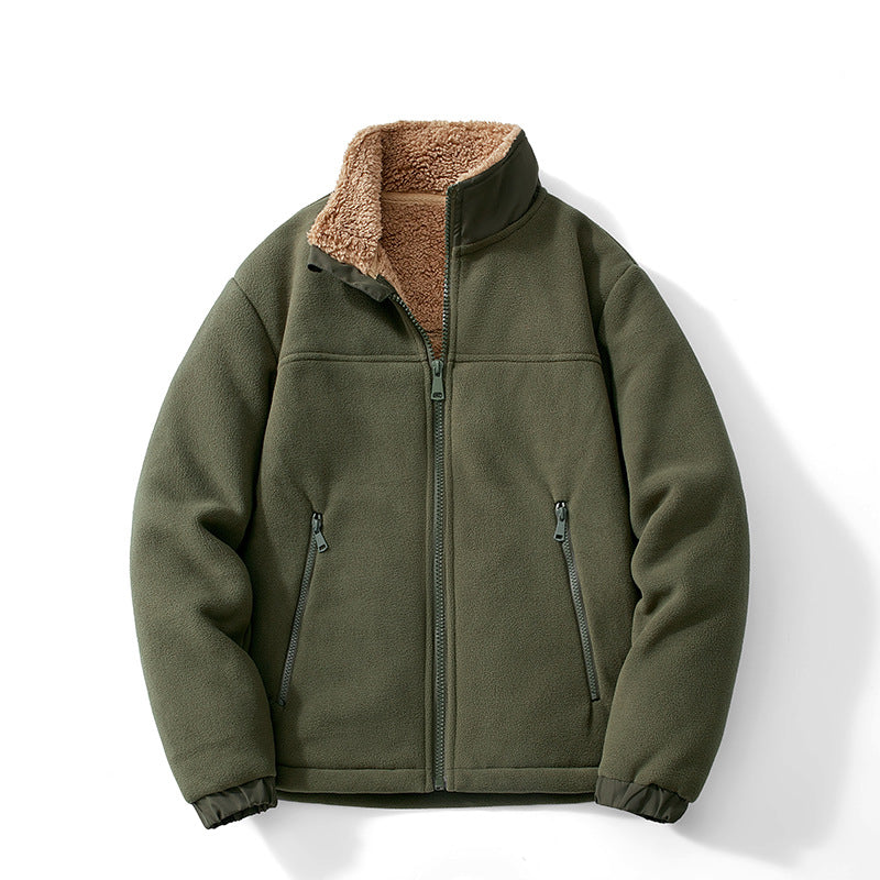 Herren Teddygefütterte Fleecejacke mit Stehkragen, Reißverschluss und Thermo-Innenfutter Shop Nory