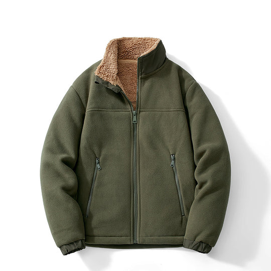 Herren Teddygefütterte Fleecejacke mit Stehkragen, Reißverschluss und Thermo-Innenfutter Shop Nory