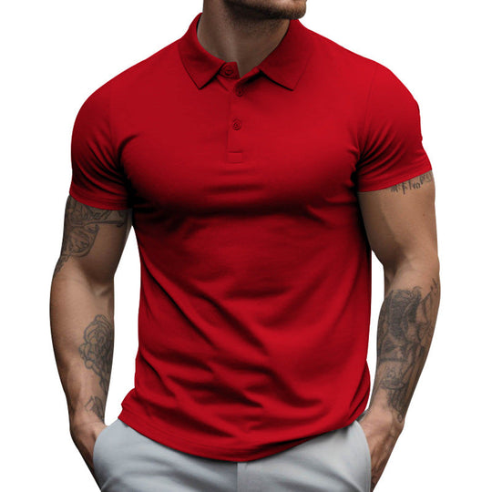 Herren nan athletisches figurnahes Piqué-Poloshirt kurzärmelig mit verdeckter Knopfleiste Shopnory